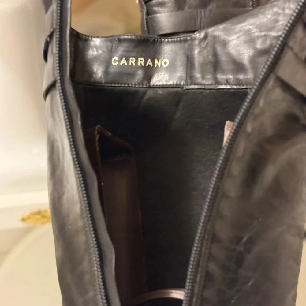CARRANO over the knee leather boots with thick heels